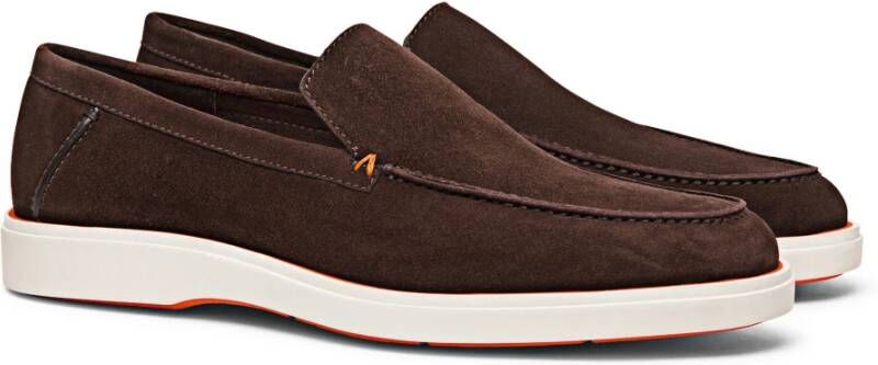 Santoni Suede Loafer Brown Heren