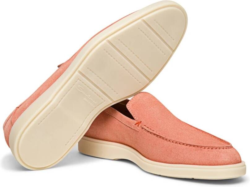 Santoni Suède Loafer Stijl voor Mannen Pink Heren