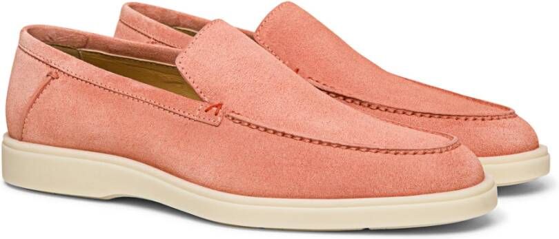 Santoni Suède Loafer Stijl voor Mannen Pink Heren