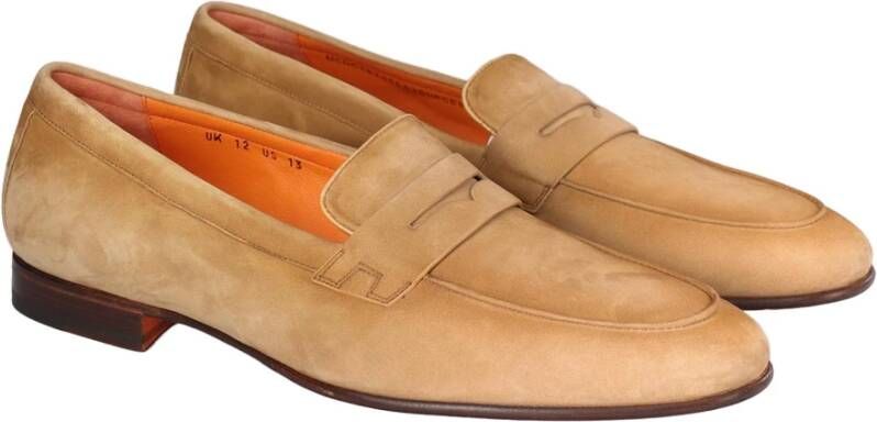 Santoni Suède Loafers Beige Heren