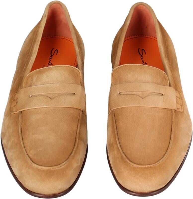 Santoni Suède Loafers Beige Heren