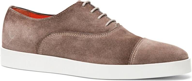 Santoni Suede Oxford Derby Schoen Brown Heren