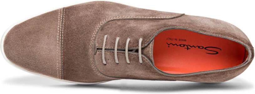 Santoni Suede Oxford Derby Schoen Brown Heren