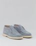 Santoni Suede Slip-On High Moccasin Wit Blue Dames - Thumbnail 3