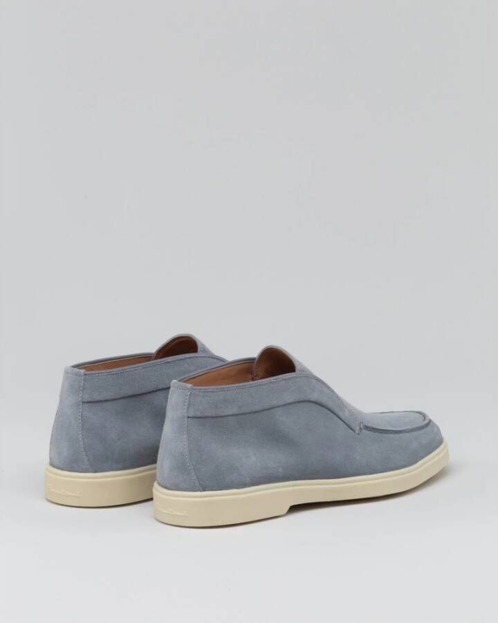 Santoni Suede Slip-On High Moccasin Wit Blue Dames