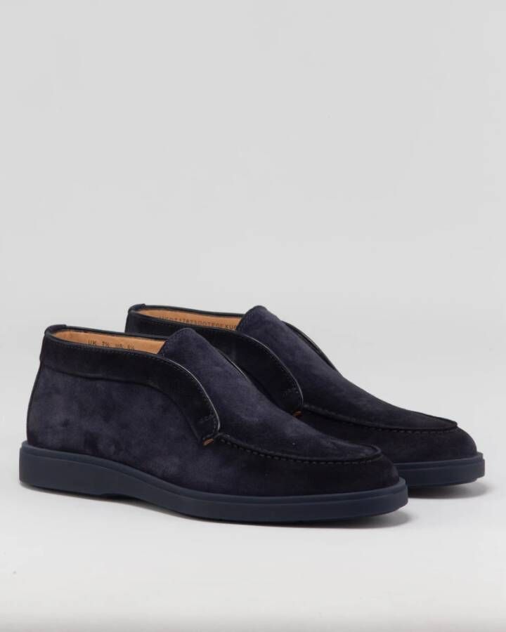 Santoni Suede Slip-on Laars Blue Heren