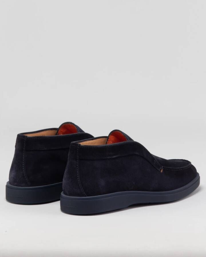 Santoni Suede Slip-on Laars Blue Heren