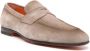 Santoni Suede Slip-On Loafers Almond Toe Beige Heren - Thumbnail 2