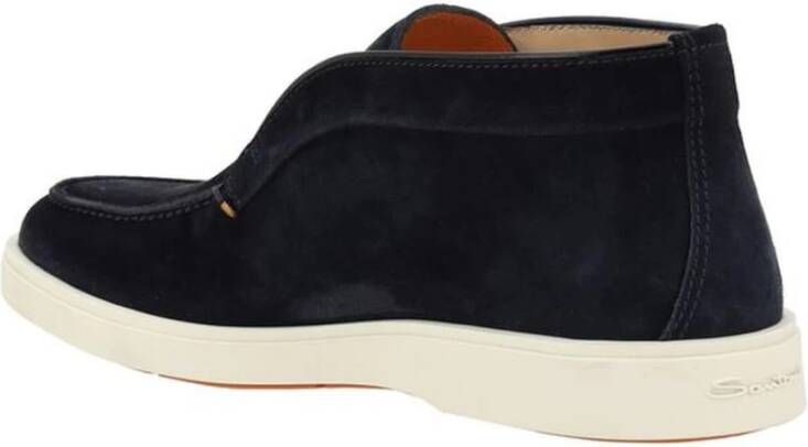 Santoni Suède Slip-On Loafers met Contrasterende Zool Blue Heren