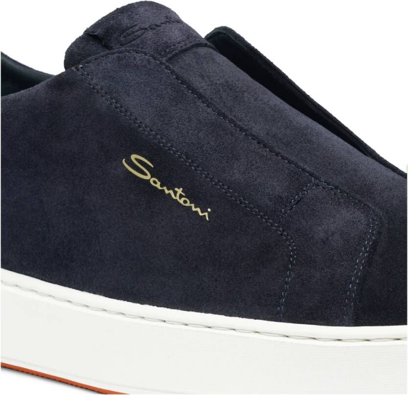 Santoni Suède sneaker voor heren Blue Heren