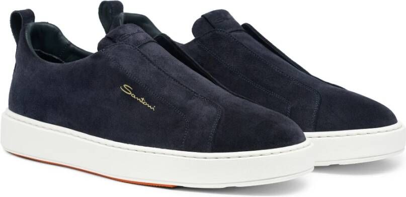 Santoni Suède sneaker voor heren Blue Heren