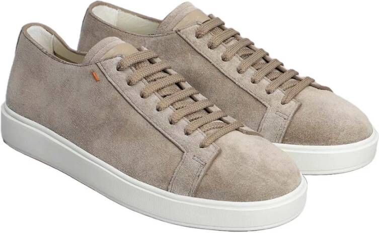 Santoni Suede Sneakers Beige Heren