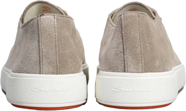 Santoni Suede Sneakers Beige Heren