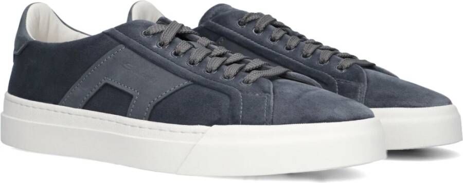 Santoni Velvet Lage Sneakers Blauw Blue Heren