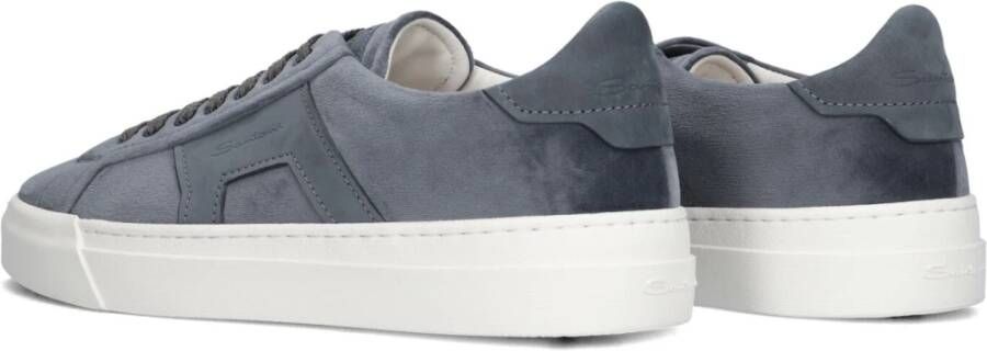 Santoni Velvet Lage Sneakers Blauw Blue Heren