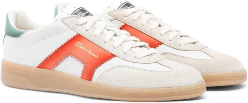 Santoni Witte blauwe en rode leren en suède DBS Oly sneaker voor dames White Dames