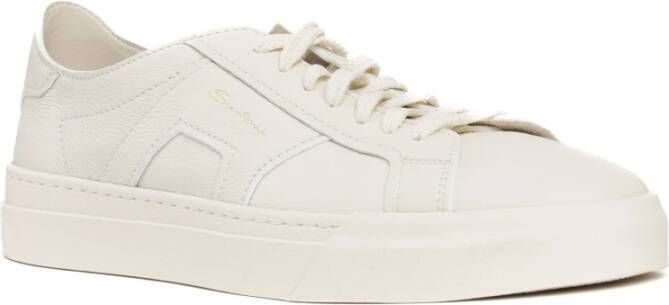 Santoni Witte Dubbele Gesp Sneaker White Heren