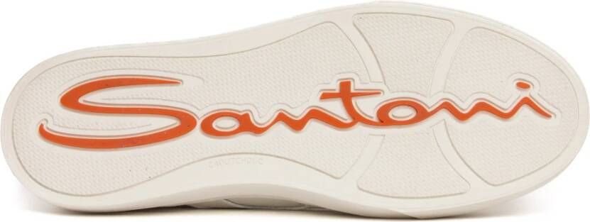 Santoni Witte Dubbele Gesp Sneaker White Heren