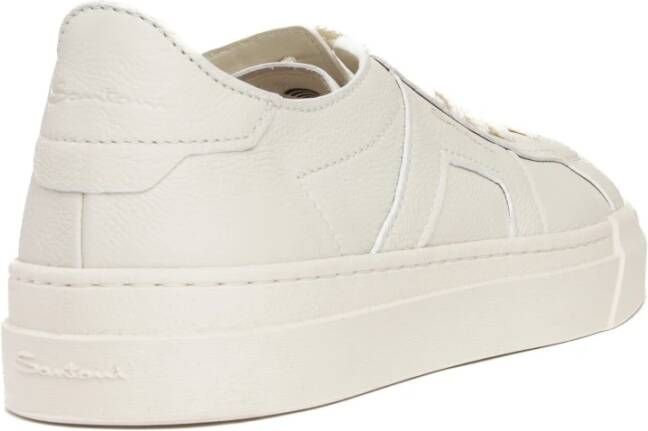 Santoni Witte Dubbele Gesp Sneaker White Heren