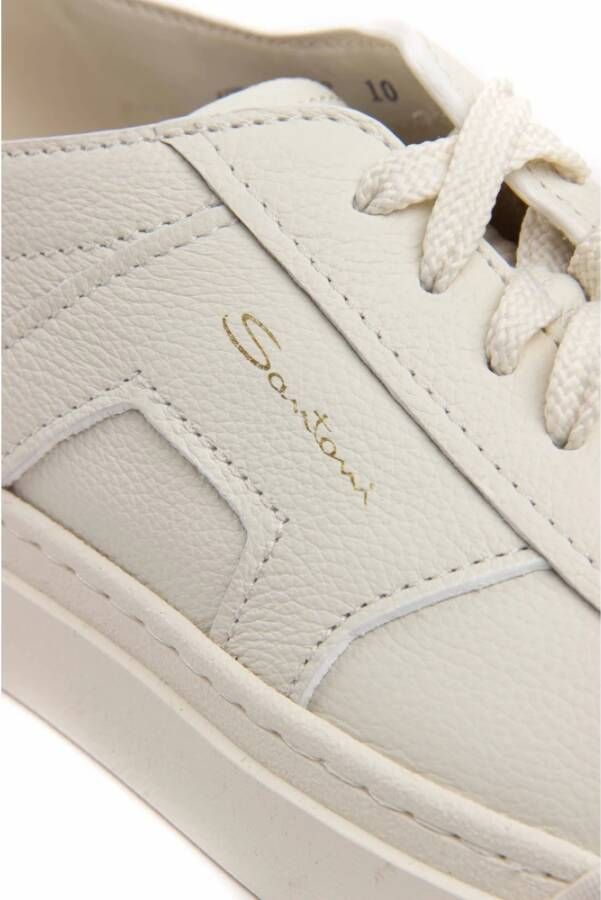 Santoni Witte Dubbele Gesp Sneaker White Heren