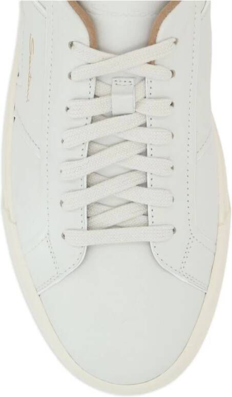 Santoni Witte lage sneakers met dubbele gesp White Heren