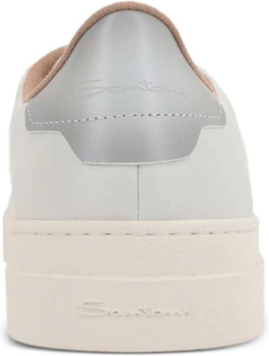 Santoni Witte lage sneakers met dubbele gesp White Heren