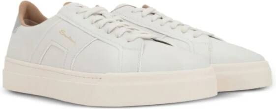 Santoni Witte lage sneakers met dubbele gesp White Heren