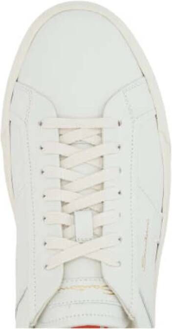 Santoni Witte lage sneakers met dubbele gespdetail White Heren