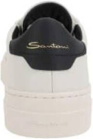 Santoni Witte Lage Sneakers van Leer met Dubbele Gesp Detail White Heren