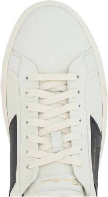 Santoni Witte Lage Sneakers van Leer met Dubbele Gesp Detail White Heren