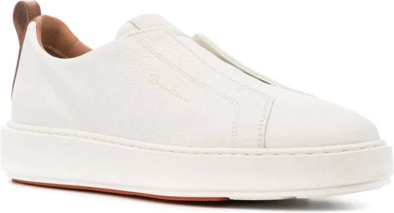 Santoni Witte Leren Casual Loafers White Dames