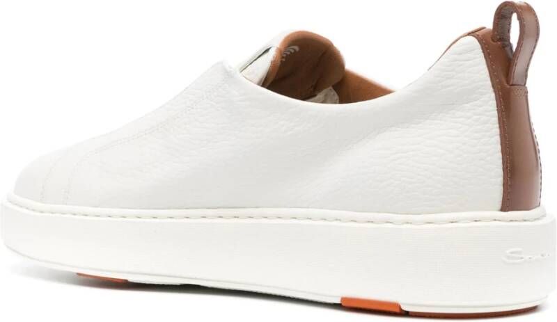 Santoni Witte Leren Casual Loafers White Dames