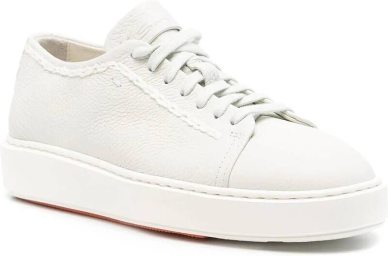 Santoni Witte Leren Casual Sneakers White Dames