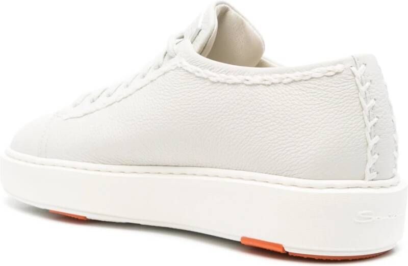 Santoni Witte Leren Casual Sneakers White Dames