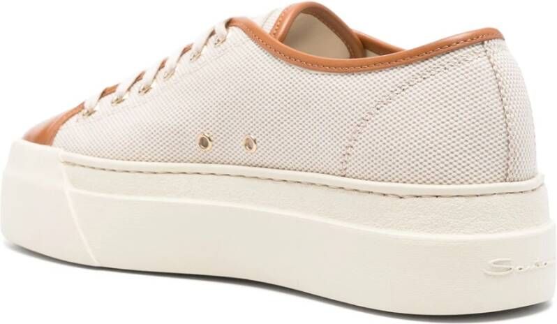 Santoni Witte Leren Casual Sneakers White Dames