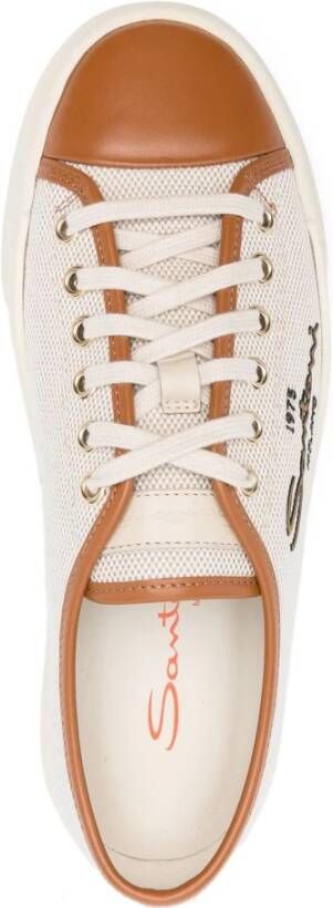 Santoni Witte Leren Casual Sneakers White Dames