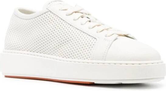 Santoni Witte Leren Casual Sneakers White Dames