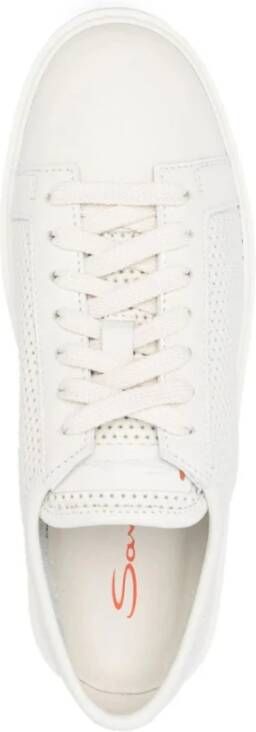 Santoni Witte Leren Casual Sneakers White Dames