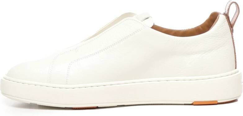 Santoni Witte leren instap sneakers White Heren