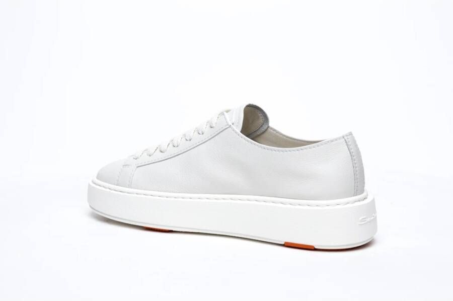 Santoni Witte Leren Sneakers met Voorsluiting White Dames