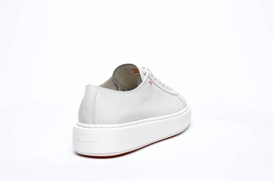 Santoni Witte Leren Sneakers met Voorsluiting White Dames