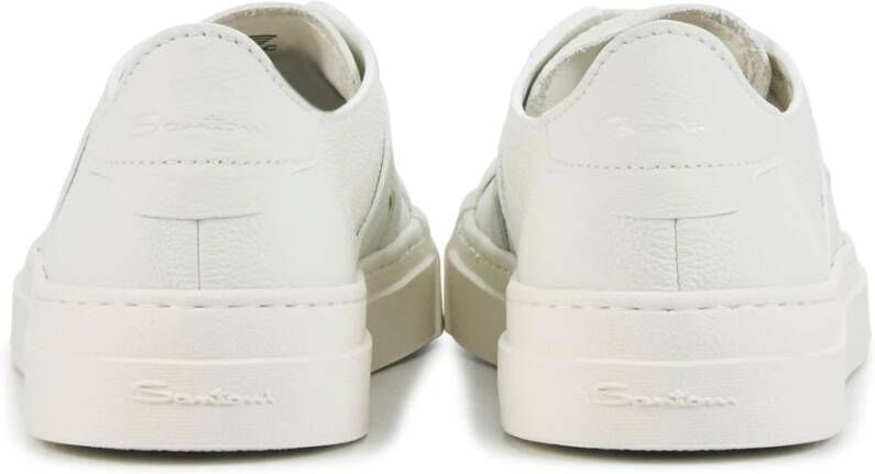 Santoni Witte Leren Sneakers White Heren