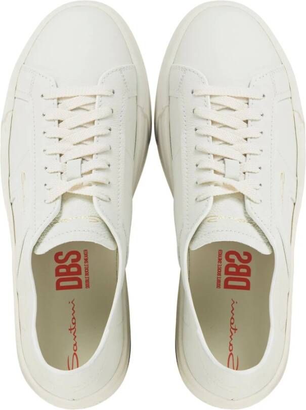 Santoni Witte Leren Sneakers White Heren