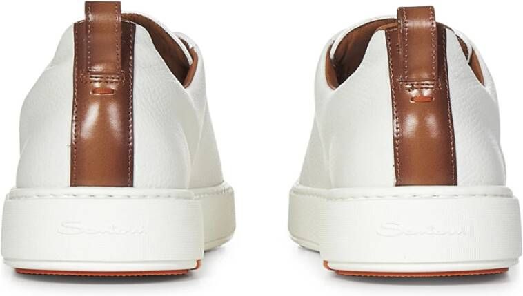 Santoni Witte Slip-On Sneakers met Tan Detail White Heren