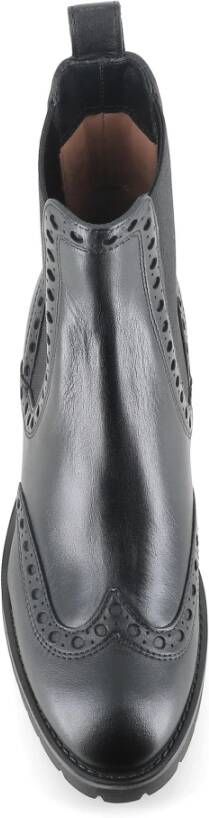 Santoni Zwarte Brogue Chelsea Platte Schoenen Black Dames