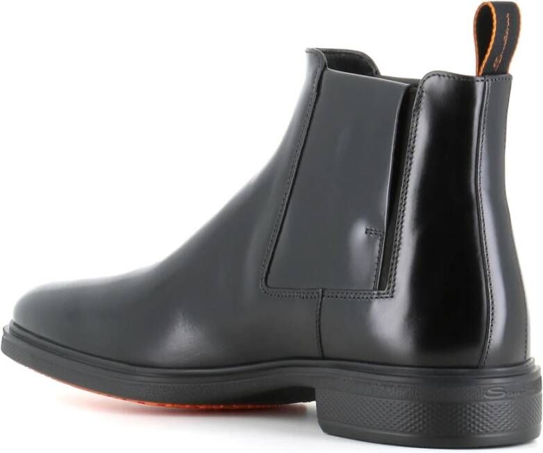 Santoni Zwarte Chelsea Leren Enkellaarzen Black Heren