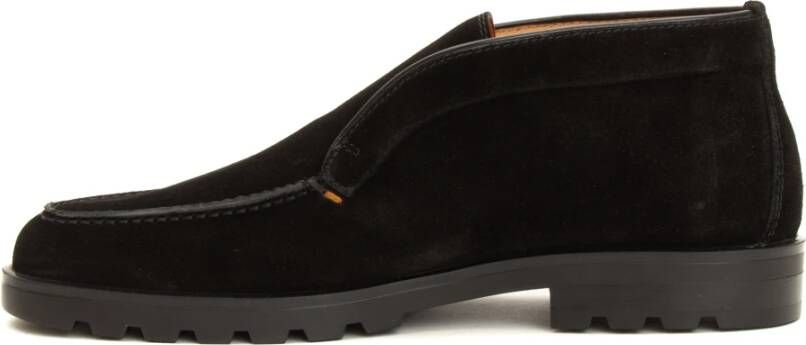 Santoni Zwarte Instap Stijlvolle Schoenen Black Heren