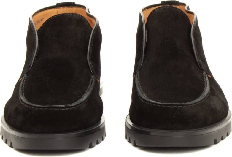 Santoni Zwarte Instap Stijlvolle Schoenen Black Heren