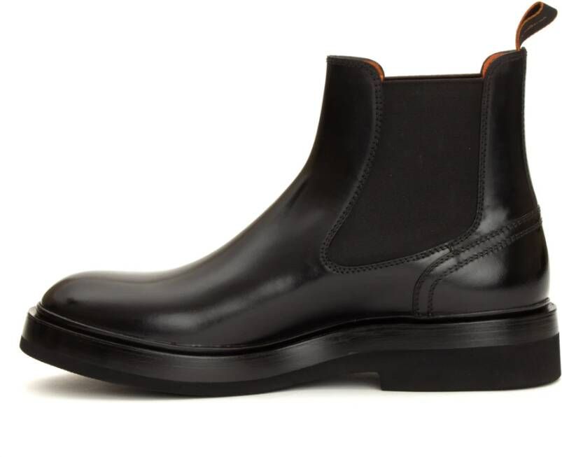 Santoni Zwarte Leren Chelsea Laarzen Black Heren