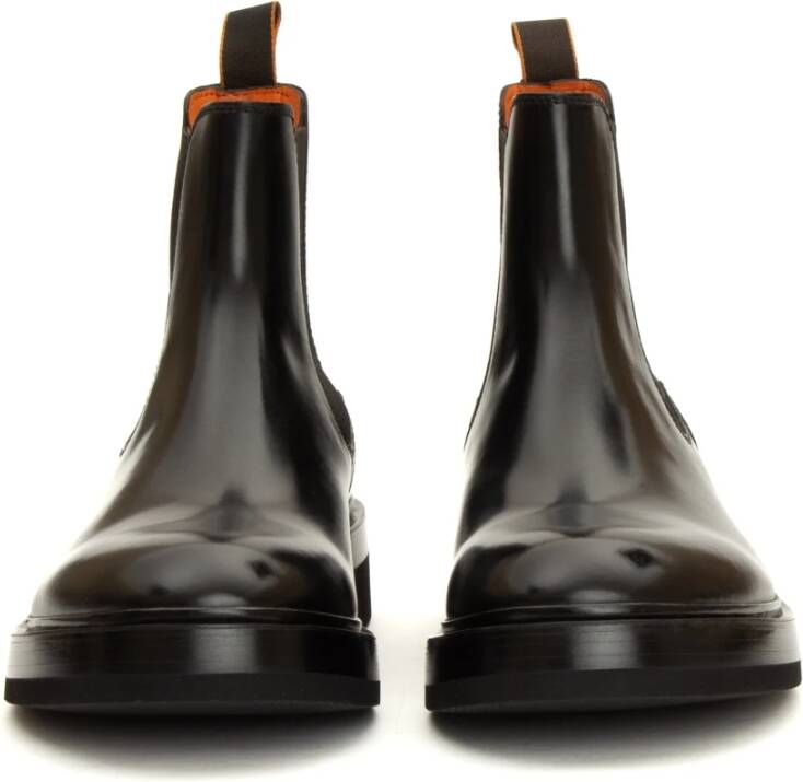 Santoni Zwarte Leren Chelsea Laarzen Black Heren